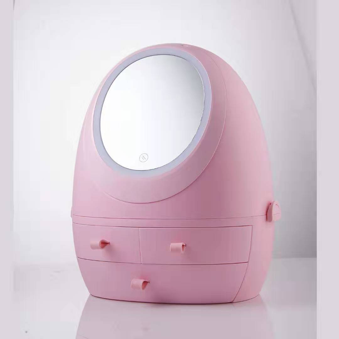 LED Cosmetic Storage Box Pink with light