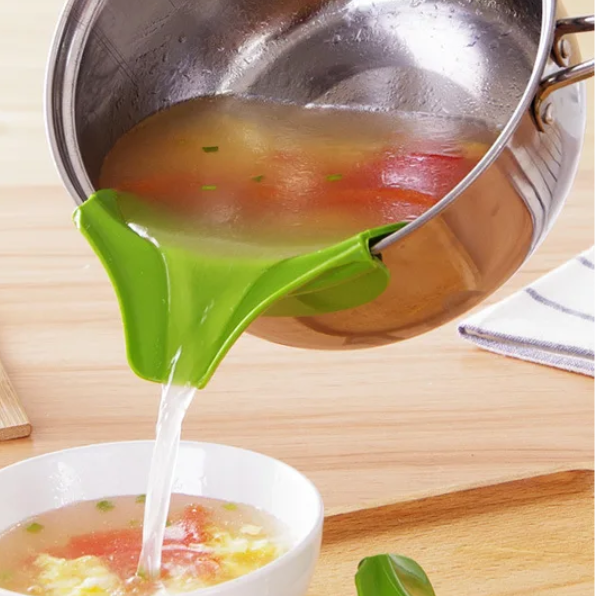 Anti-spilling Silicone Soup Funnel in use