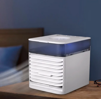 Mini Air Cooler on a bedside table